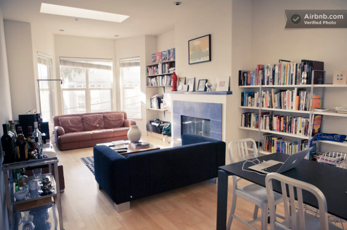 Couch at the original Airbnb that Brian Chesky and Joe Gebbia rented out.