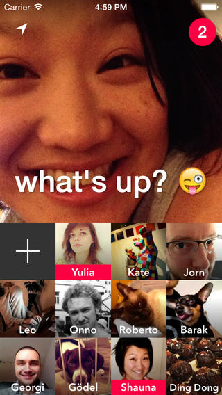 TapTalk also uses faces as buttons for sending photos