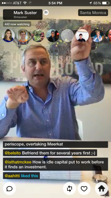 A screenshot from Periscope
