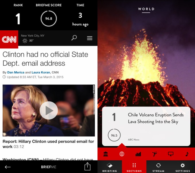 BriefMe's article view and stream.