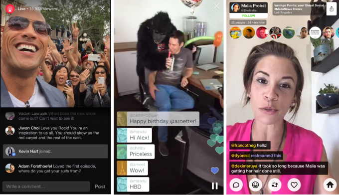 Facebook Live - Periscope - Meerkat