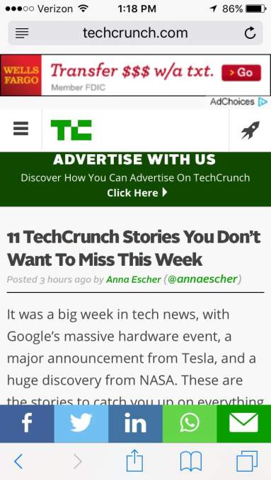 Article in iOS Safari (before)