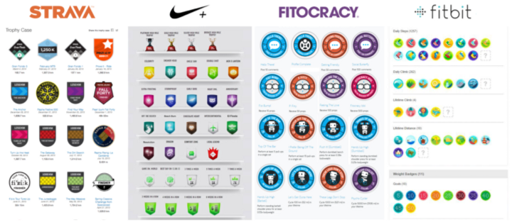 From Left to Right: Strava, Nike+, Fitocracy, Fitbit