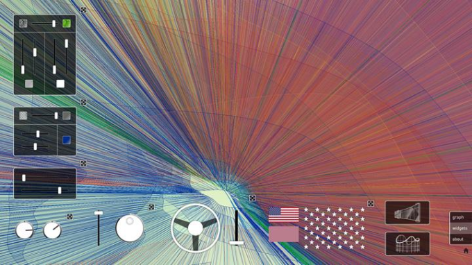 Jason Salavon, American Varietal, 2013 / Real-time interactive system, structural steel, multi-touch screen.