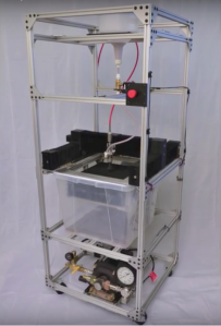 A prototype of the low cost, water jet cutter by Wazer.