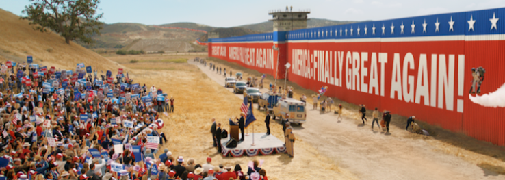 ,,, followed by a line of Mexicans filing out from a tunnel under the wall, along with one gentleman strapped to a jet pack.