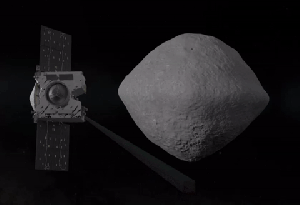 OSIRIS-REx surveying Bennu / Image courtesy of the University of Arizona