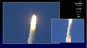 Blue Origin escape system activated / Screenshot of Blue Origin live feed