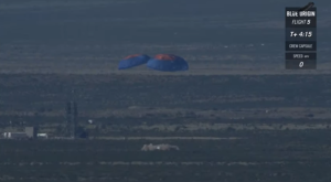 Blue Origin crew capsule touching down in West Texas / Screenshot of Blue Origin live feed
