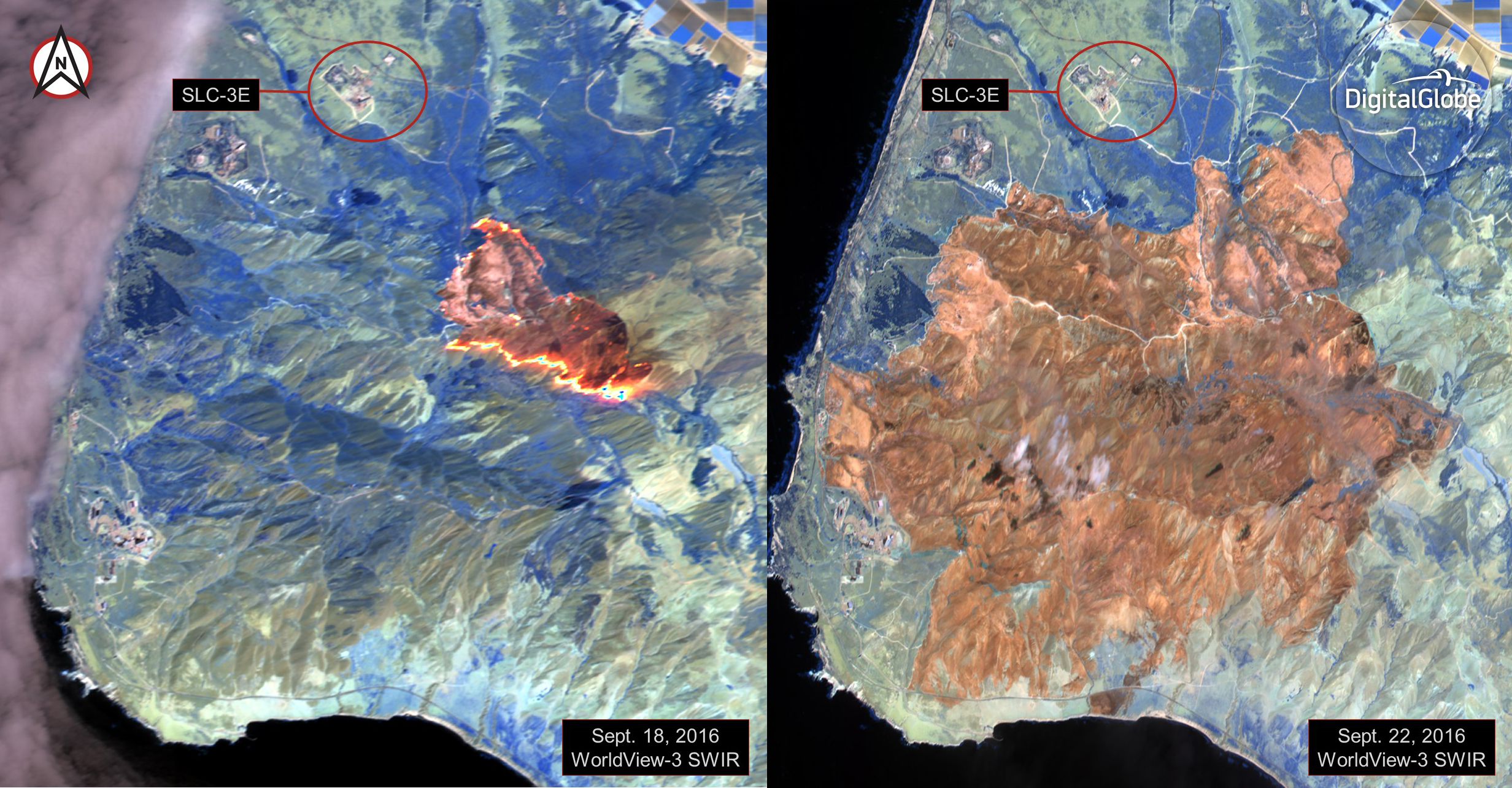 Imagery from Worldview 3 used to fight fires threatening Worldview 4 launch