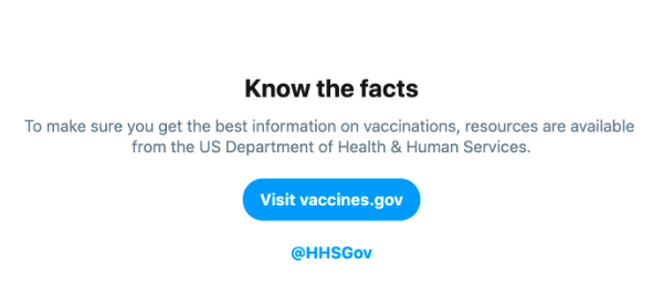 One of Twitter's new tools to stop the spread of vaccine misinformation