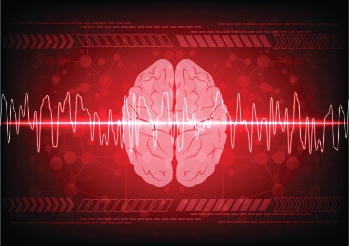 Abstract brain wave concept on blue background technology. illus