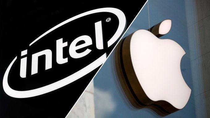 Intel and Apple logos Intel and Apple logos
