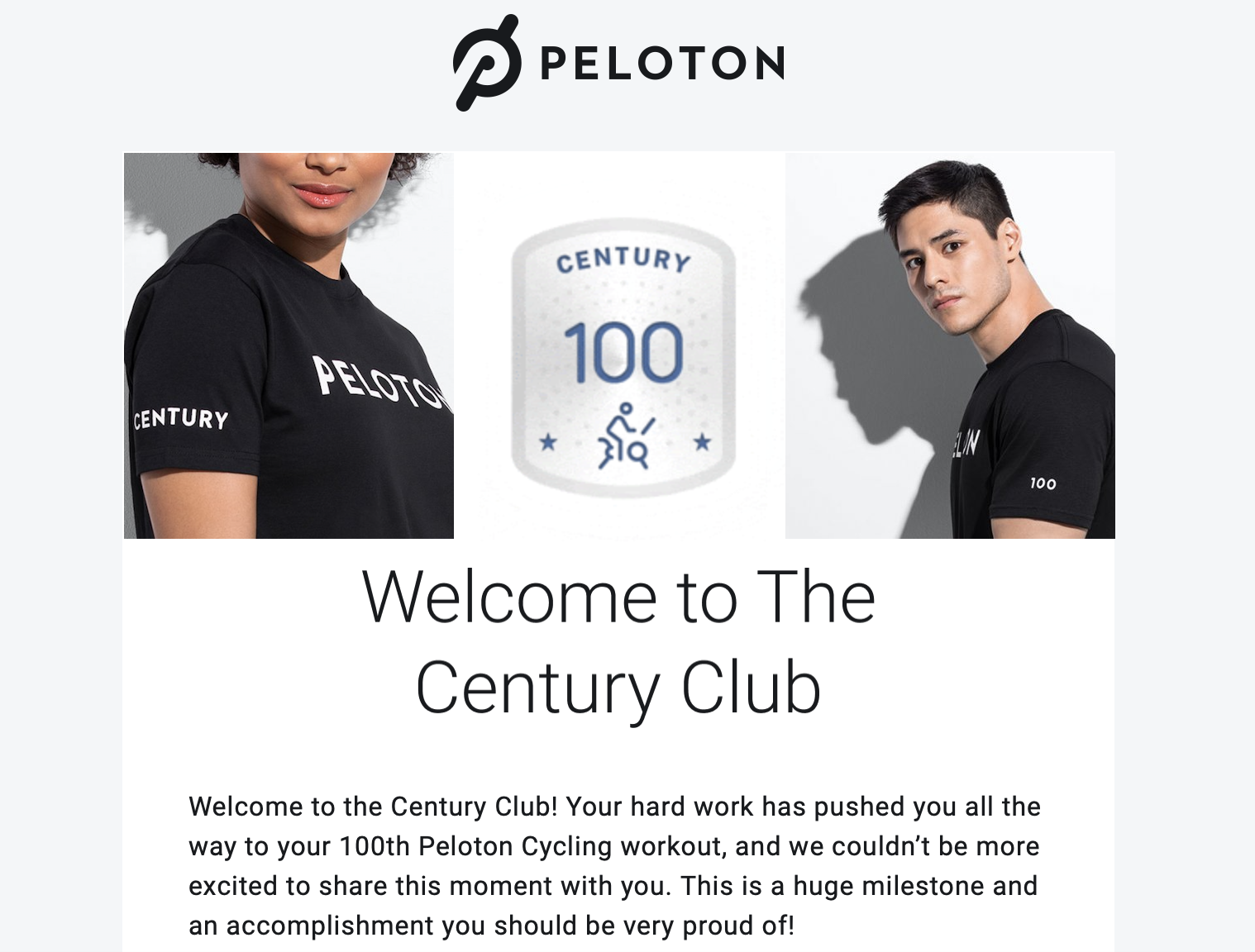 Peloton Century Club Free Shirt Peloton Century Club Free Shirt