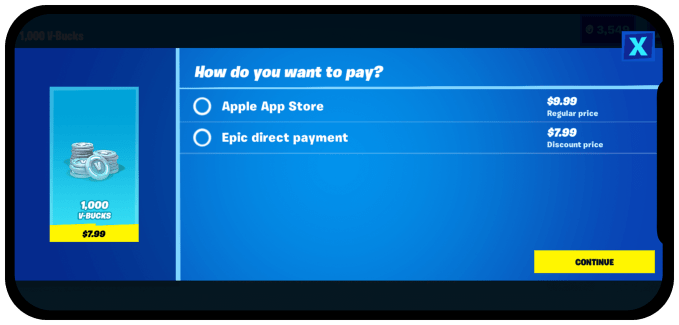 Epic Direct Payment in App Store