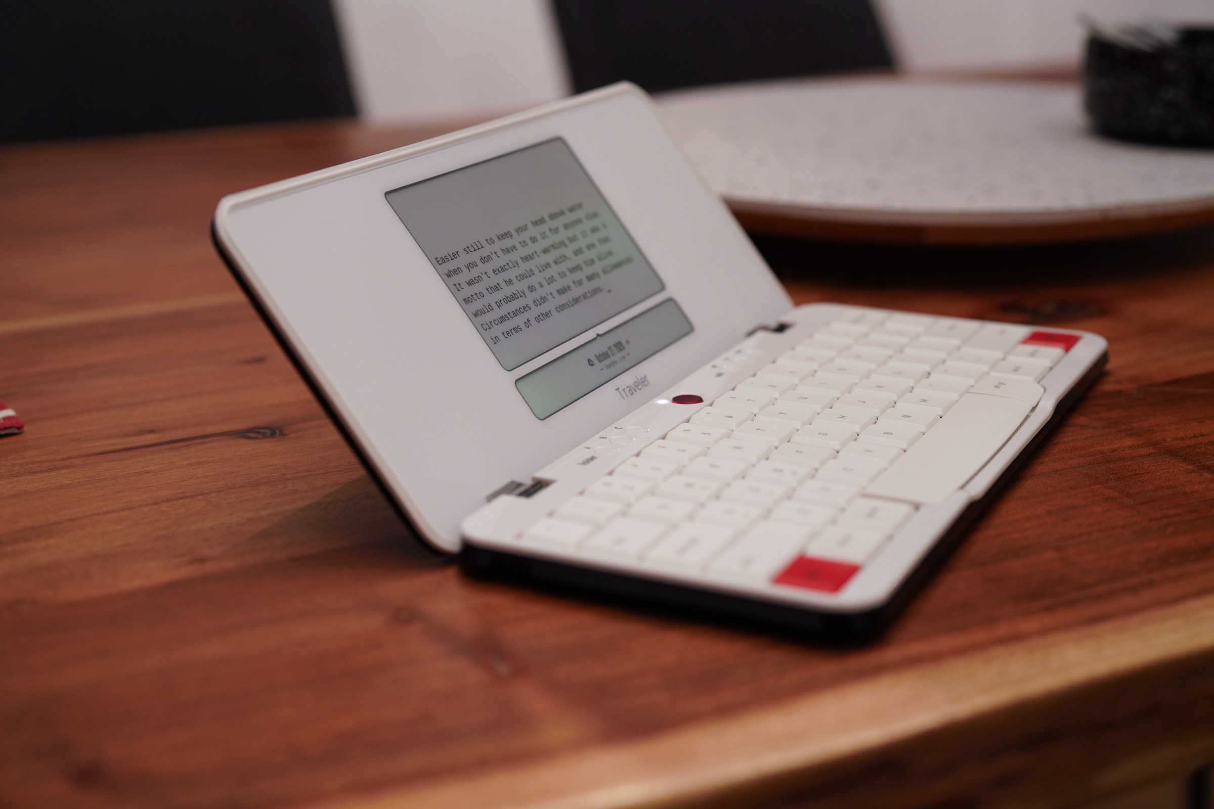 Astrohaus' Freewrite Traveler on a table